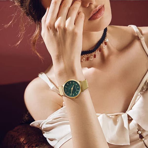 Đồng Hồ Nữ Versace V-Circle Medusa Watch 38mm VE8102519 Màu Vàng Xanh - 1