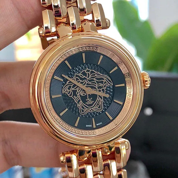 Đồng Hồ Nữ Versace Women's Khai Black Dial Gold IP Stainless Steel Wristwatch VQE050015 38mm Màu Vàng Hồng - Đồng hồ - Vua Hàng Hiệu
