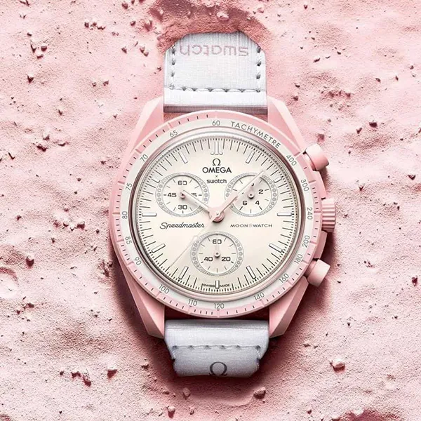 Đồng Hồ Omega MoonSwatch Mission To Venus SO33P100 Màu Kem Hồng