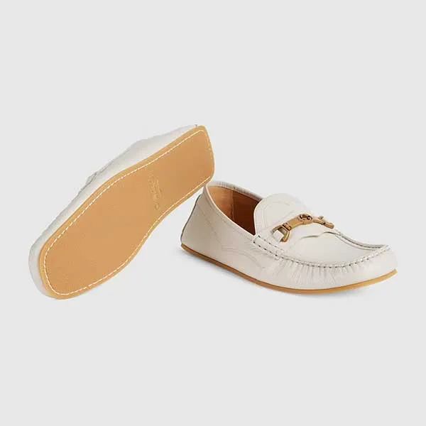 Giày Lười Nam Gucci Men's Loafer With Interlocking G Horsebit ‎655519-1XO00-9022 Màu Trắng Size 40