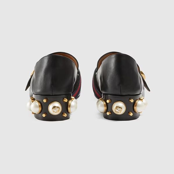 Giày Lười Nữ Gucci Leather Mid-Heel Loafer Màu Đen Size 37 - 5