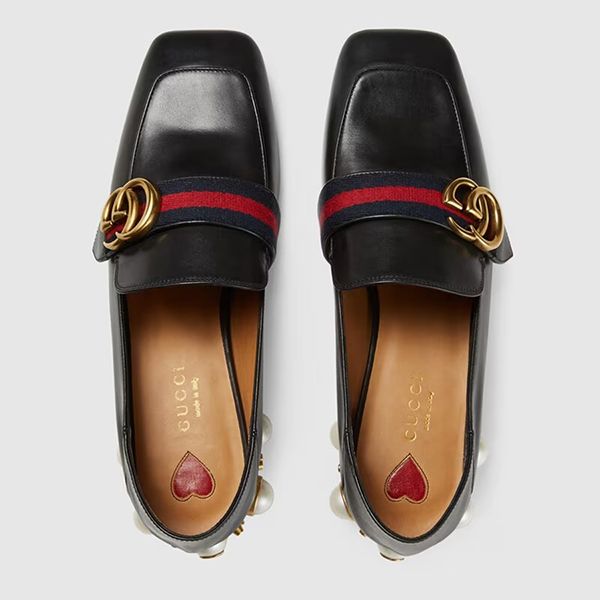Giày Lười Nữ Gucci Leather Mid-Heel Loafer Màu Đen Size 36 - 3
