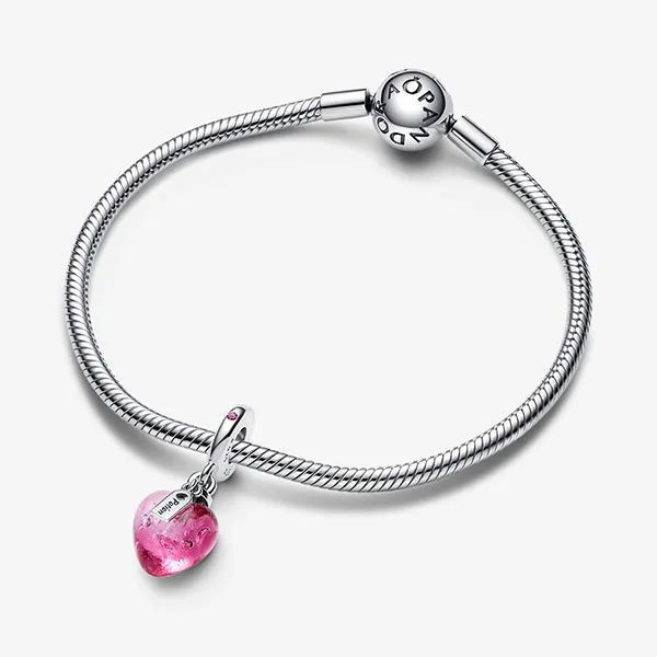 Hạt Vòng Charm Nữ Pandora 792509C01 Dangle Charm Love Potion Murano Glass And Heart Màu Hồng