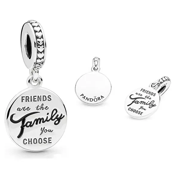 Hạt Vòng Charm Pandora 798124EN16 Charm Dangle Friends Are Family Màu Bạc - Trang sức - Vua Hàng Hiệu