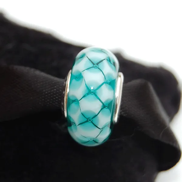 Hạt Vòng Charm Pandora Decorative Silver Charm With Teal Murano Glass 791625 Màu Xanh