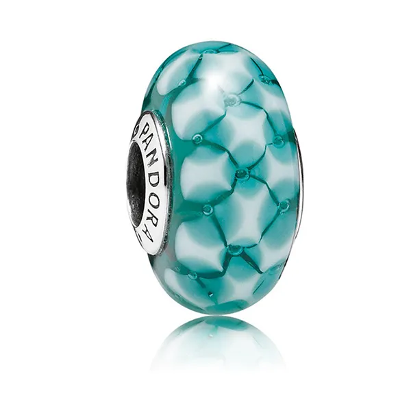 Hạt Vòng Charm Pandora Decorative Silver Charm With Teal Murano Glass 791625 Màu Xanh