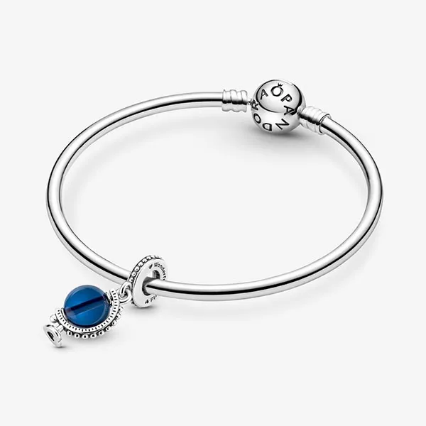 Hạt Vòng Charm Pandora Globe Sterling Silver Dangle With Moonlight Blue Crystal 799430C01 Màu Xanh Blue - Trang sức - Vua Hàng Hiệu
