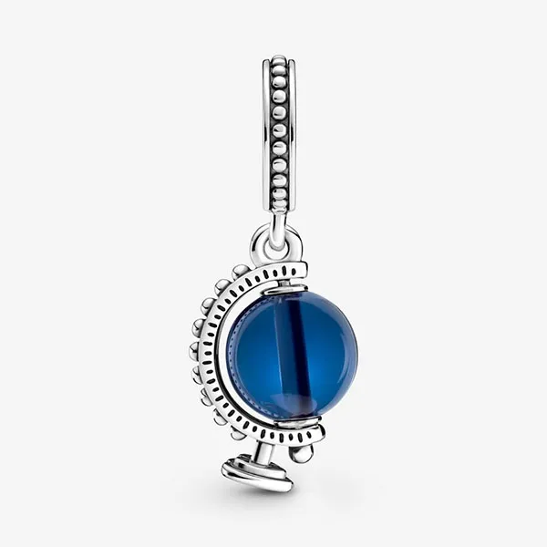 Hạt Vòng Charm Pandora Globe Sterling Silver Dangle With Moonlight Blue Crystal 799430C01 Màu Xanh Blue - Trang sức - Vua Hàng Hiệu