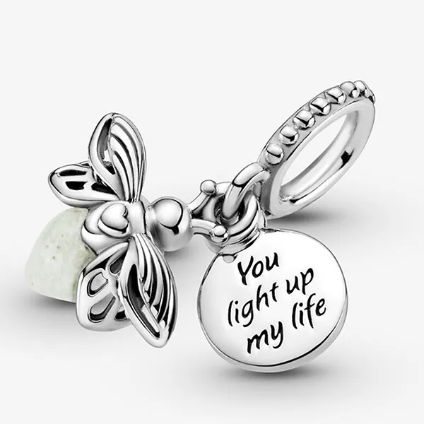 Hạt Vòng Charm Pandora Glow-In-The-Dark Firefly Dangle 799352C01 Màu Bạc