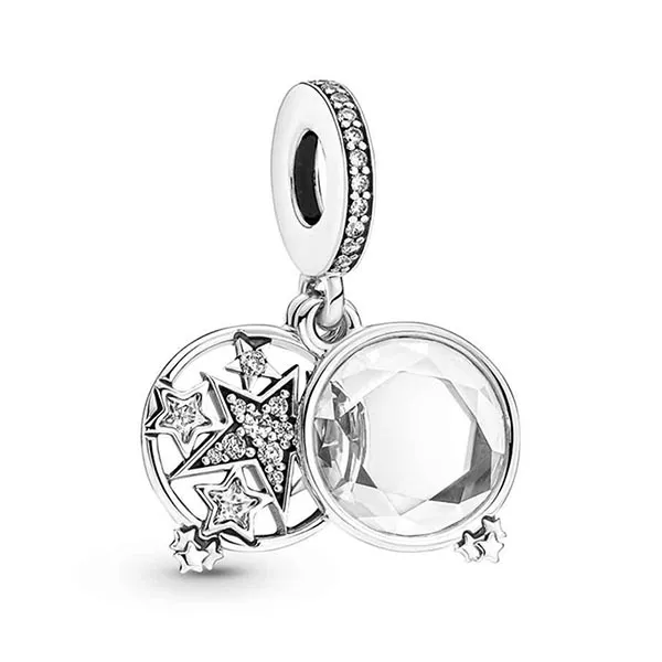 Hạt Vòng Charm Pandora Magnified Star Double Dangle 799640C01 Màu Bạc