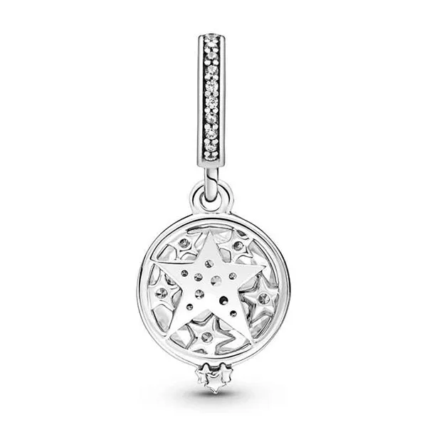 Hạt Vòng Charm Pandora Magnified Star Double Dangle 799640C01 Màu Bạc