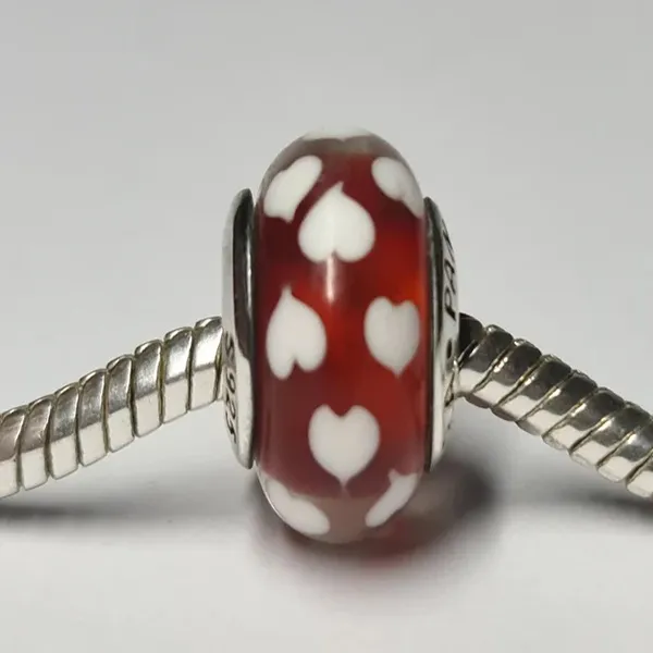 Hạt Vòng Charm Pandora Red Glass Wheel Of Hearts Charm 790948 Màu Đỏ - Trang sức - Vua Hàng Hiệu
