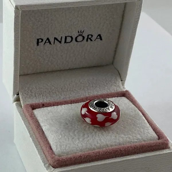 Hạt Vòng Charm Pandora Red Glass Wheel Of Hearts Charm 790948 Màu Đỏ - Trang sức - Vua Hàng Hiệu