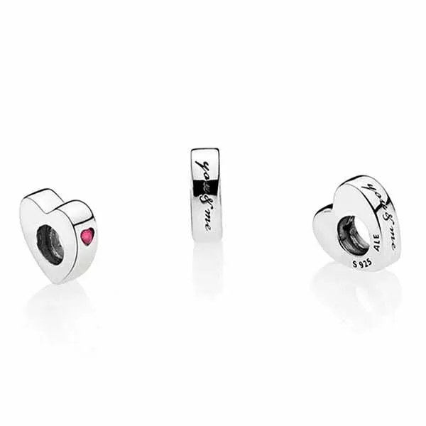 Hạt Vòng Charm Pandora Red Heart You & Me Spacer 796559CZR Màu Bạc Đỏ