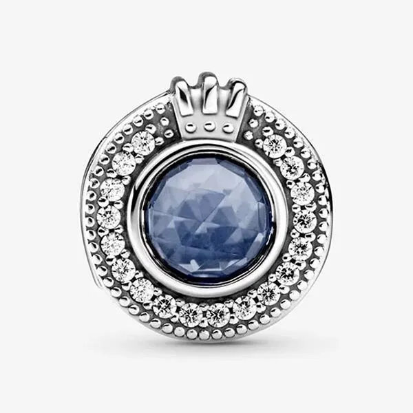 Hạt Vòng Charm Pandora Sparkling Blue O Crown 799058C01 Màu Bạc Xanh