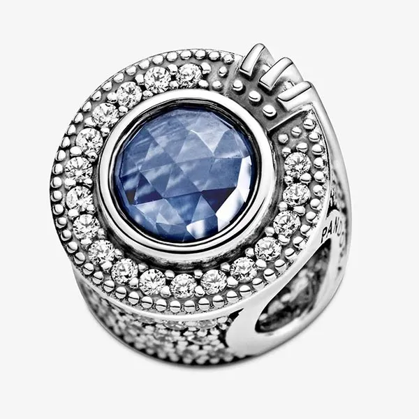 Hạt Vòng Charm Pandora Sparkling Blue O Crown 799058C01 Màu Bạc Xanh
