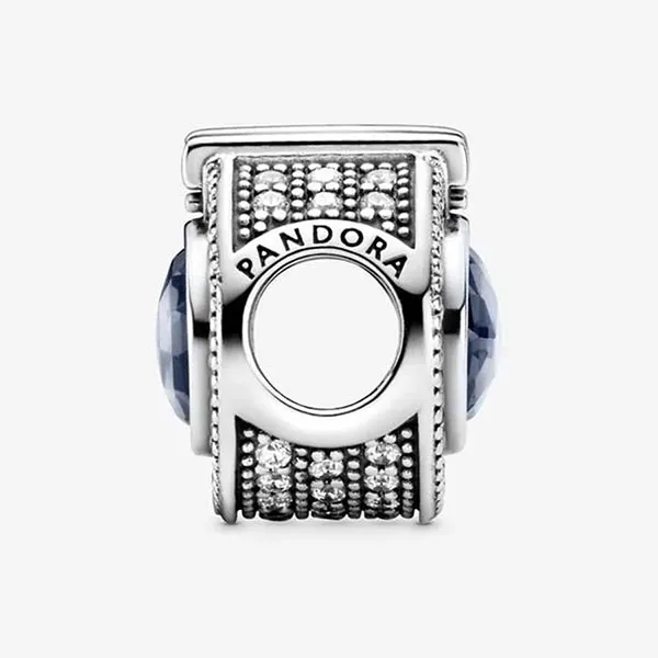 Hạt Vòng Charm Pandora Sparkling Blue O Crown 799058C01 Màu Bạc Xanh