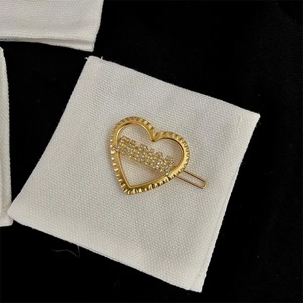 Kẹp Tóc Nữ Dior Barrette Gold Tone Metal And White Crystals J'adior Màu Vàng