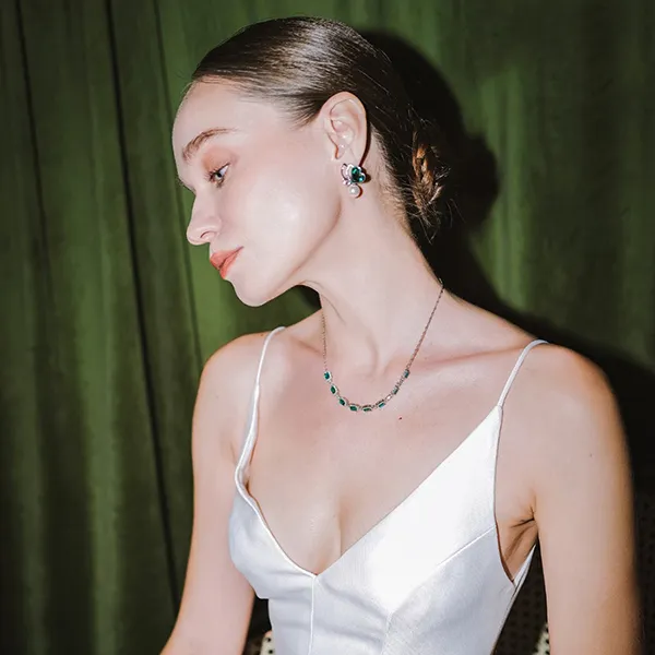 Khuyên Tai Nữ Kya Jewel Cánh Bướm Đá Swarovski Và Ngọc Trai SE52-X Màu Xanh Bạc