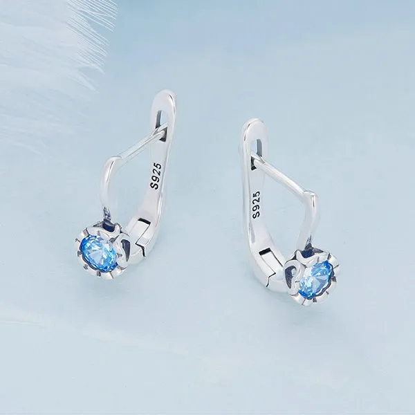 Khuyên Tai Nữ Kya Jewel Đá CZ Xanh Sang Trọng R170 Màu Bạc Phối Xanh