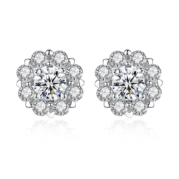 Khuyên Tai Nữ Kya Jewel Kim Cương Moissanite Hoa Mai ME2 Màu Bạc