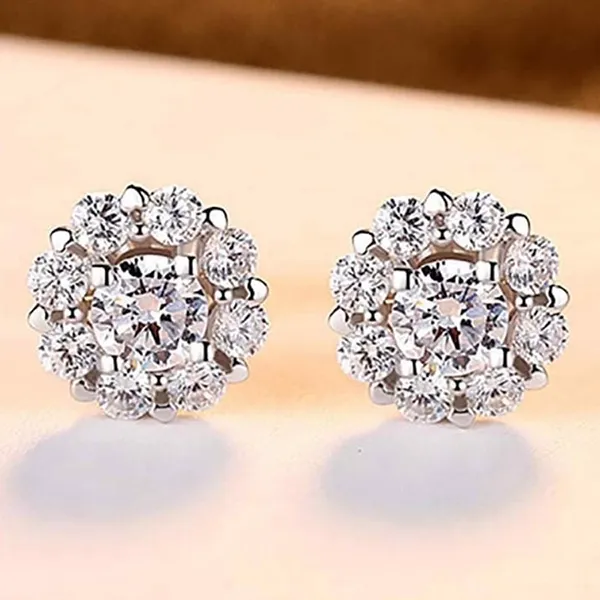 Khuyên Tai Nữ Kya Jewel Kim Cương Moissanite Hoa Mai ME2 Màu Bạc