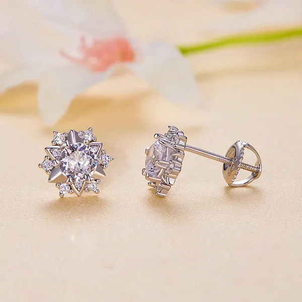 Khuyên Tai Nữ Kya Jewel Kim Cương Moissanite ME1 Màu Bạc