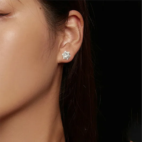 Khuyên Tai Nữ Kya Jewel Kim Cương Moissanite ME1 Màu Bạc