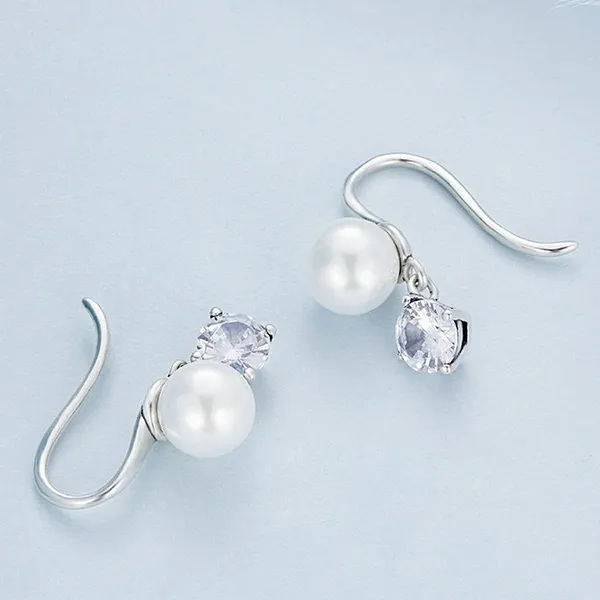 Khuyên Tai Nữ Kya Jewel Ngọc Trai Tự Nhiên Khảm Đá Sang Trọng PE21 Màu Bạc