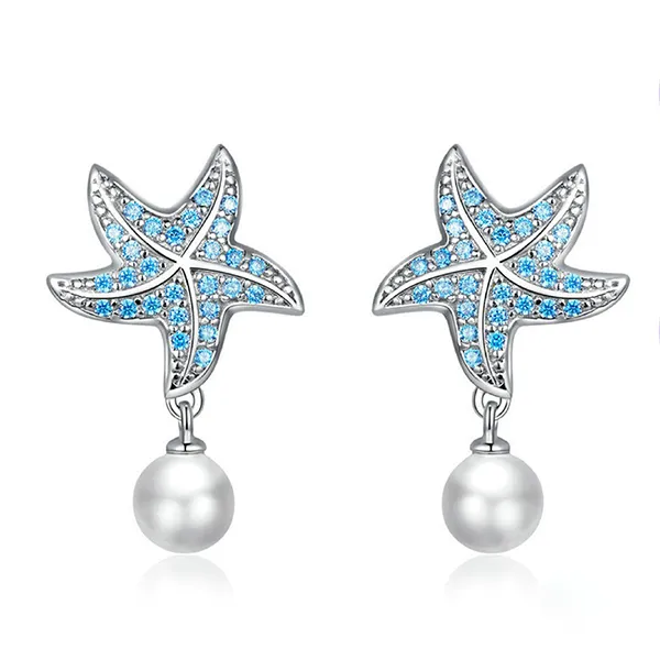 Khuyên Tai Nữ Kya Jewel Ngọc Trai Tự Nhiên Star PE25 Màu Xanh Bạc