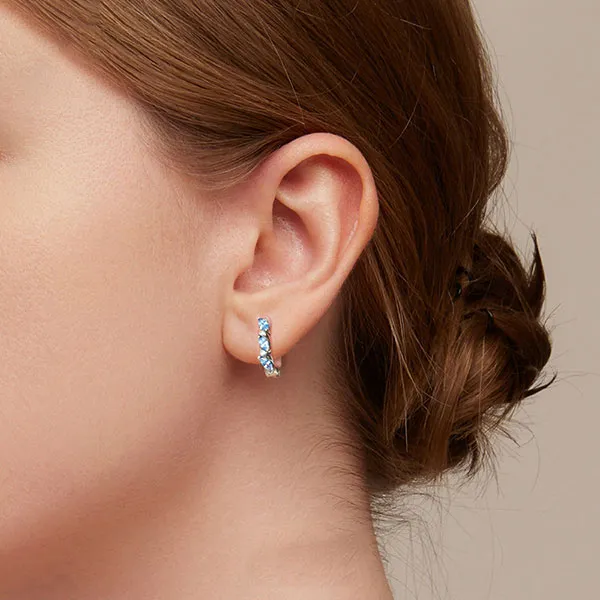 Khuyên Tai Nữ Kya Jewel Twisty Đá CZ Xanh E166 Màu Bạc Phối Xanh