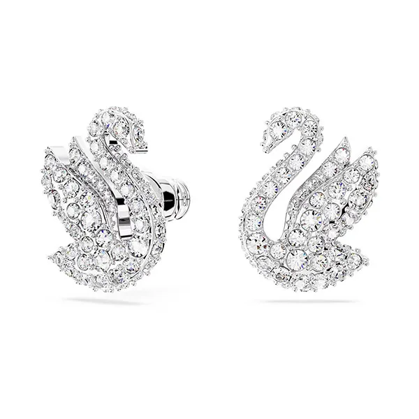 Khuyên Tai Nữ Swarovski Iconic Swan Stud Earrings Swan, White, Rhodium Plated 5647873 Màu Bạc
