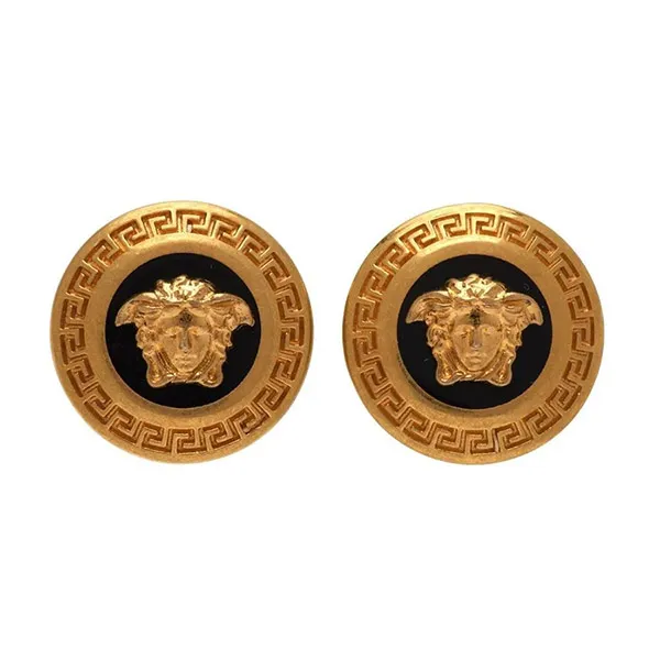 Khuyên Tai Nữ Versace Bronze Small Medusa Earrings Màu Vàng Đen - 3