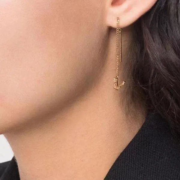 Khuyên Tai Nữ Versace Virtus Chain Earrings Màu Vàng