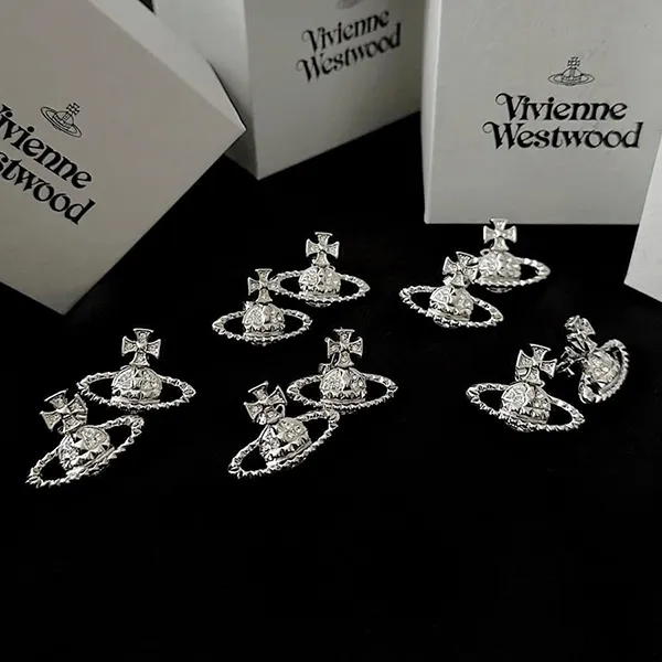 Khuyên Tai Nữ Vivienne Westwood Mayfair Bas Relief Earrings Women Màu Bạc - Trang sức - Vua Hàng Hiệu