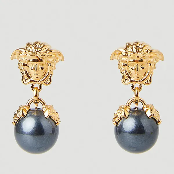 Khuyên Tai Nữ Versace Pearl Medusa Head Earrings In Gold 1007212 1A05105 Màu Vàng - Đen - Trang sức - Vua Hàng Hiệu