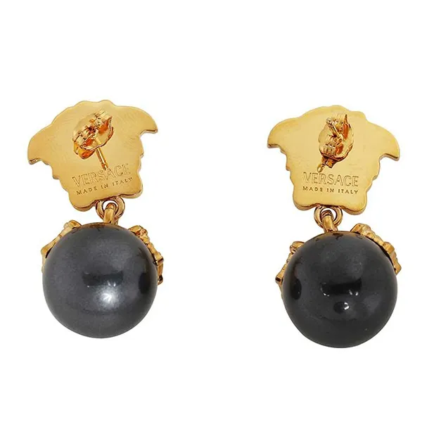 Khuyên Tai Nữ Versace Pearl Medusa Head Earrings In Gold 1007212 1A05105 Màu Vàng - Đen - Trang sức - Vua Hàng Hiệu