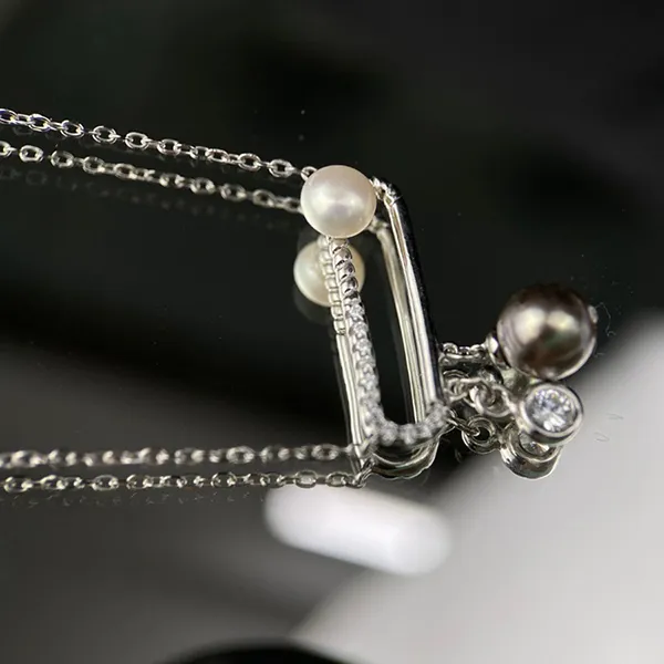 Mặt Dây Chuyền Nữ Minh Hà Pearl Jewelry Ngọc Trai Cách Điệu Màu Bạc