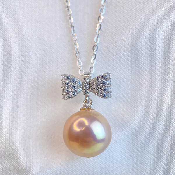 Mặt Dây Chuyền Nữ Minh Hà Pearl Jewelry Ngọc Trai Và Hình Nơ Màu Bạc