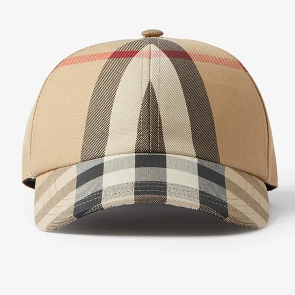 Mũ Burberry Embroidered Logo Check Cotton Baseball Cap 80680351 Màu Be Đen Size S