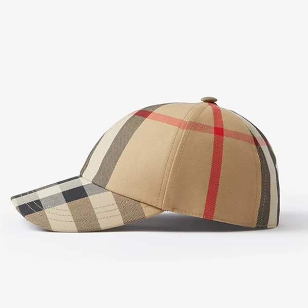 Mũ Burberry Embroidered Logo Check Cotton Baseball Cap 80680351 Màu Be Đen Size S