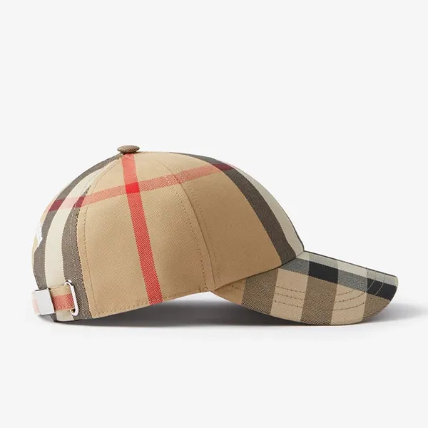 Mũ Burberry Embroidered Logo Check Cotton Baseball Cap 80680351 Màu Be Đen Size S