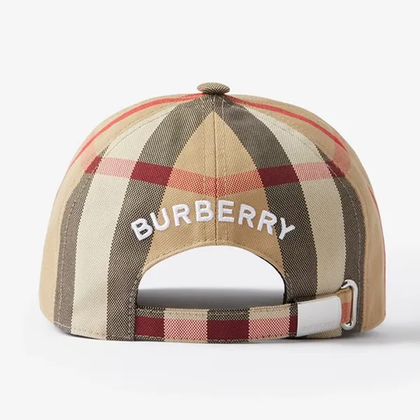 Mũ Burberry Embroidered Logo Check Cotton Baseball Cap 80680351 Màu Be Đen Size S