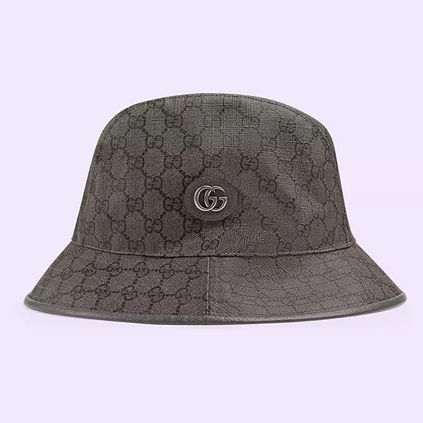 Mũ Gucci GG Supreme Canvas Bucket Hat Màu Xám Đen