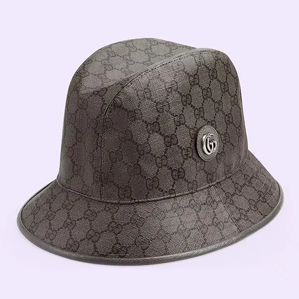 Mũ Gucci GG Supreme Canvas Bucket Hat Màu Xám Đen