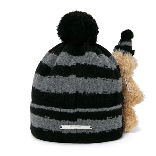 Mũ Len 13 De Marzo Bear Wearing Beanie Black FR-JX-550 Màu Đen