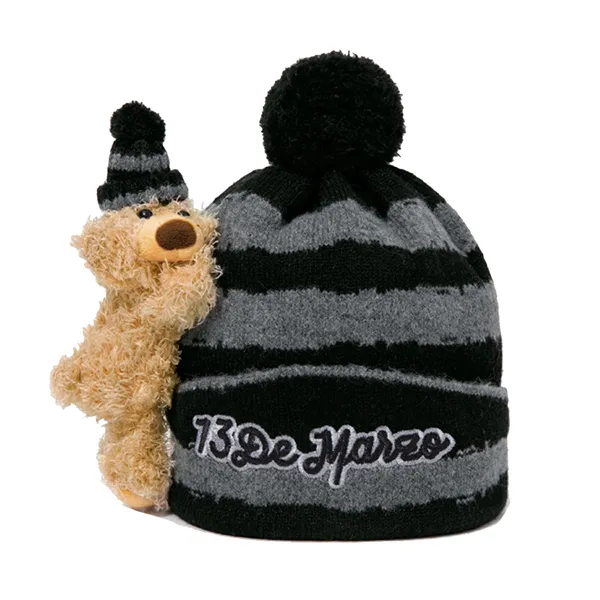 Mũ Len 13 De Marzo Bear Wearing Beanie Black FR-JX-550 Màu Đen
