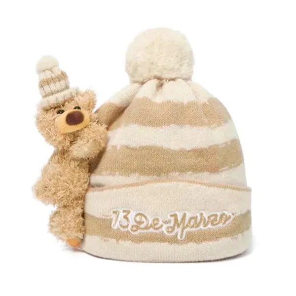 Mũ Len 13 De Marzo Bear Wearing Beanie Bone White FR-JX-550 Màu Be - Mũ nón - Vua Hàng Hiệu