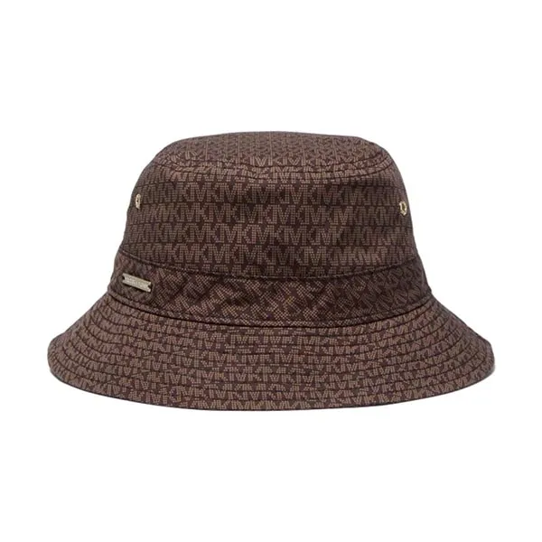 Mũ Michael Kors MK Logo Print Organic Cotton Blend Bucket Hat MS10001F5M Màu Nâu Đậm