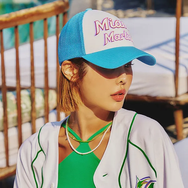 Mũ MLB Sunny Beach Miami Marlins 3AMCU0133-05ABS Màu Xanh Trắng